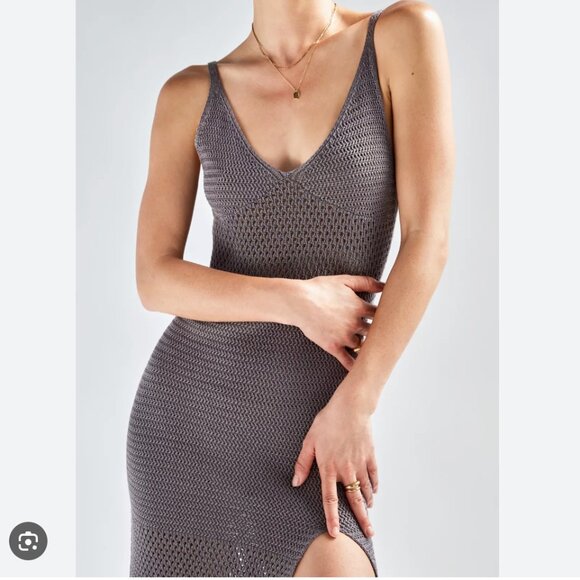 Aritzia Wilfred Evie Crochet Knit Midi Dress Purple Grey Size XS - Picture 1 of 8